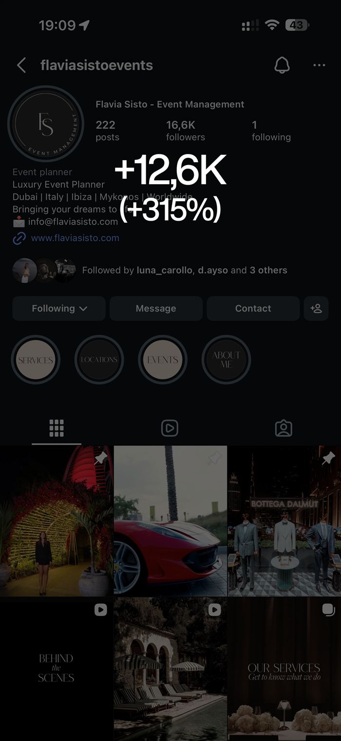 Flavia Sisto Instagram growth